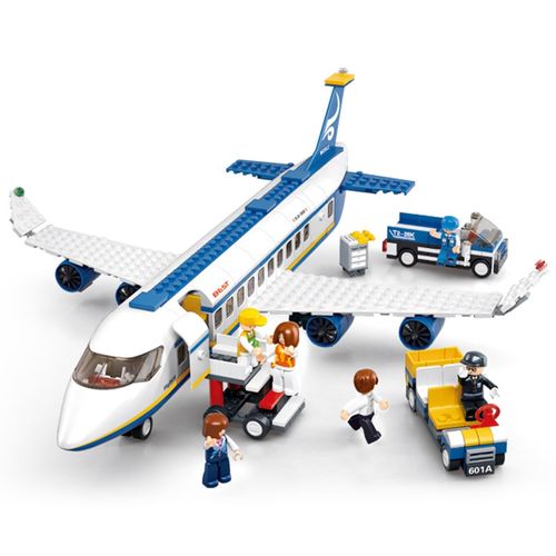 正品快乐小鲁班塑料儿童高益智玩具积木拼装拼插拼接客货运飞机战